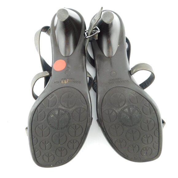 DONALD J PLINER Metallic Leather Caged Ankle Strap Sandal Heels 8 - Picture 6 of 8